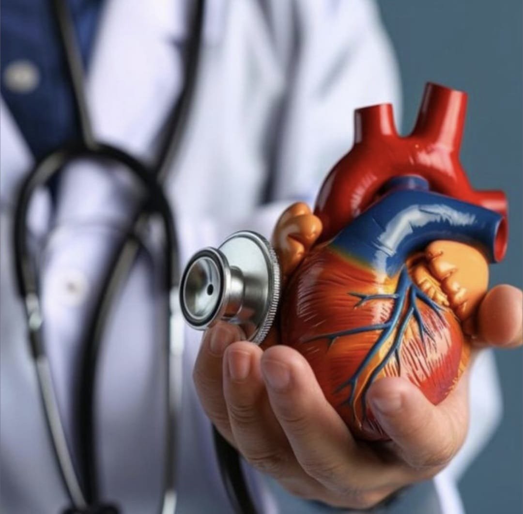 Atención cardiológica con estetoscopio — consulta Dr. Bocalandro